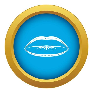 Çizgileri ile dudaklar etrafında çizilmiş simge mavi vektör izole