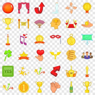 Başarıyla zafer Icons set, karikatür tarzı