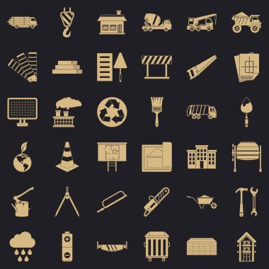İnşaat yer Icons set, basit tarzı