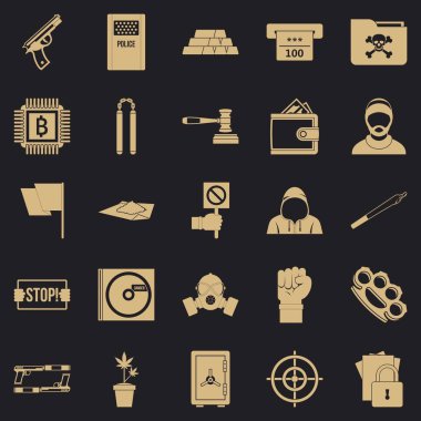 Kabahat Icons set, basit tarzı