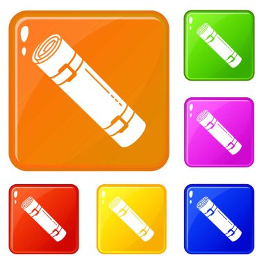 Uyku yatak simgeleri vektör renk seti