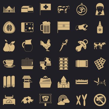 Büyük bir inek Icons set, basit tarzı