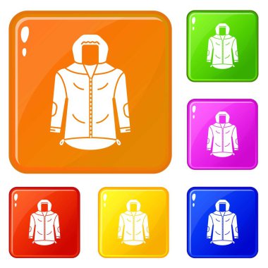 Yürüyüş ceket simgeler vektör renk ayarlamak