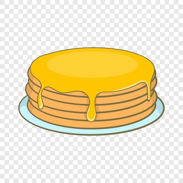 Pfannkuchen mit Honig-Ikone, Cartoon-Stil — Stockvektor