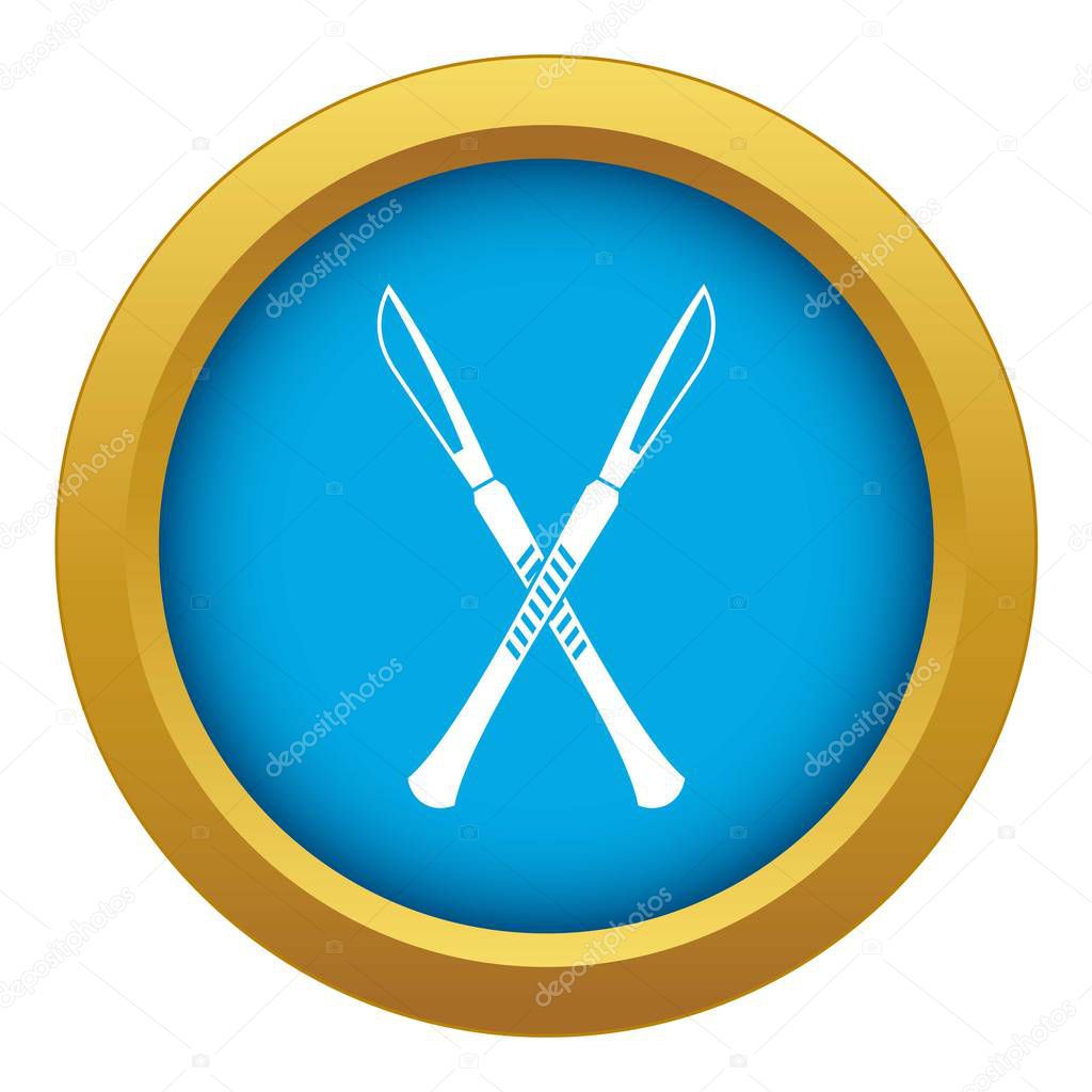 Surgeon scalpels icon blue vector isolated