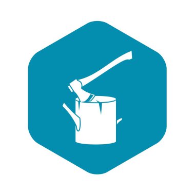 Bir ağaç güdük simgesi, basit tarzı sıkışmış balta