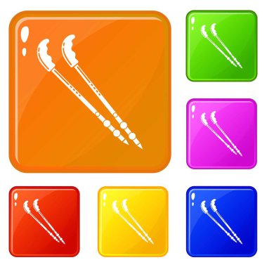 Hiking sopa simgeler vektör renk ayarla