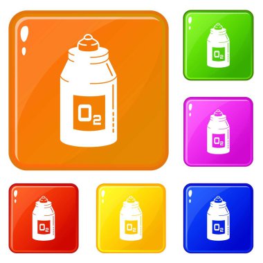 Oksijen şişe simgeler vektör renk ayarla