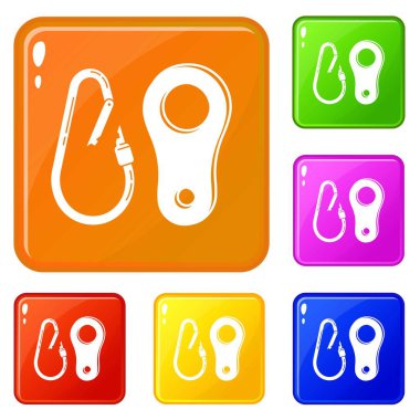 Carabine ekipman simgeler vektör renk ayarla