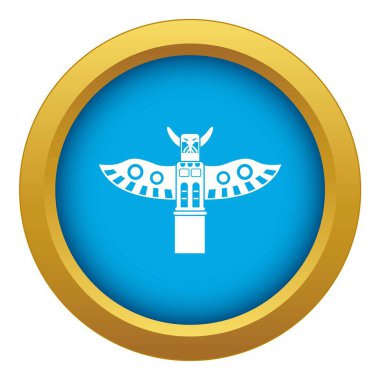 Geleneksel dini totem direği mavi simge vektör izole