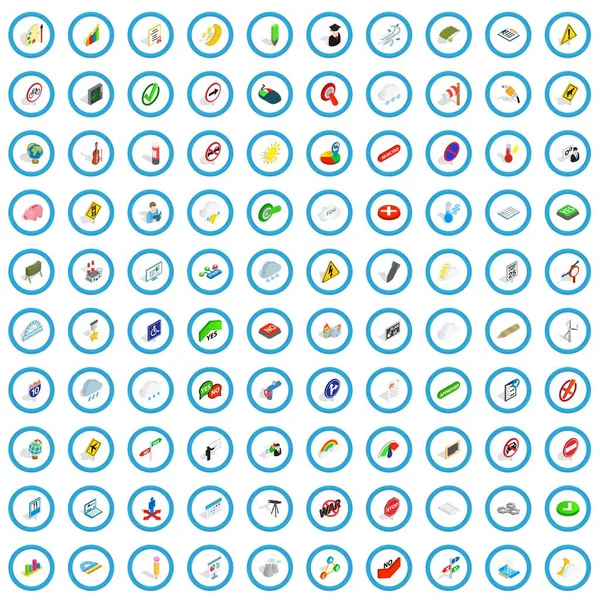 Набір 100 піктограм вказівника, ізометричний 3d стиль — стоковий вектор