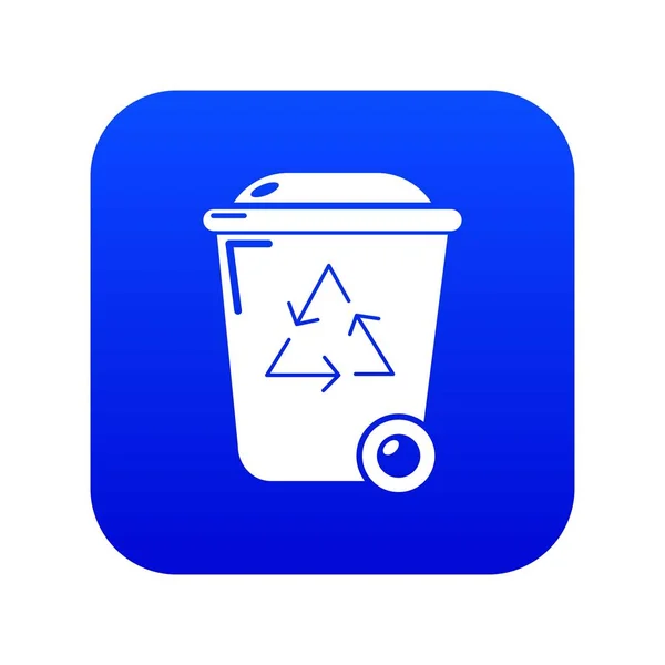 Lixo Wheelie bin ícone vetor azul — Vetor de Stock