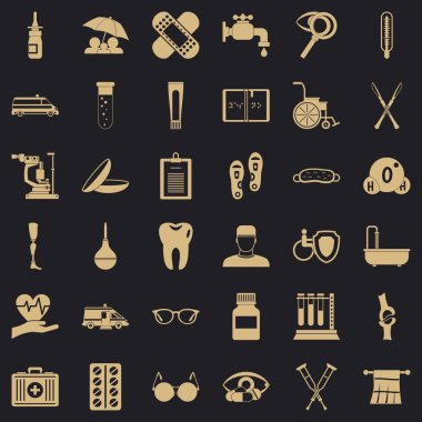 Engelli sağlık Icons set, basit tarzı