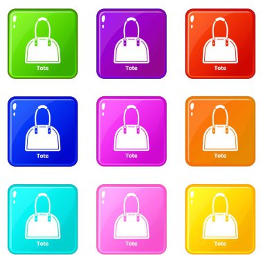9 renk koleksiyonu Tote Çanta Icons set