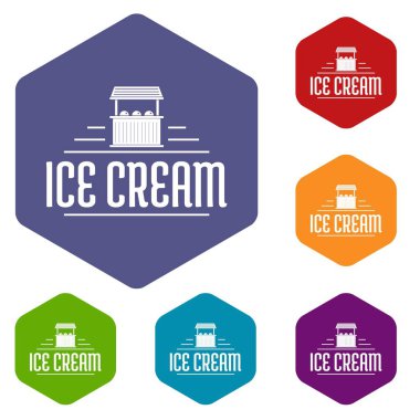 Altı yüzlü dondurma durak simgeler vektör