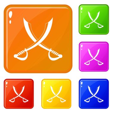 Çapraz kılıç simgeler kümesi vektör renk