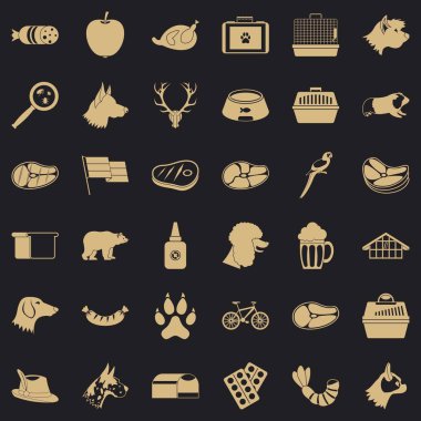 İyi köpek Icons set, basit tarzı