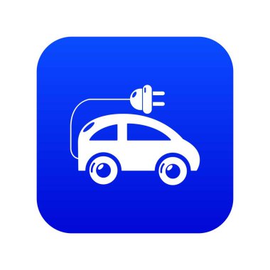 Modern elektrikli araba mavi simge vektör
