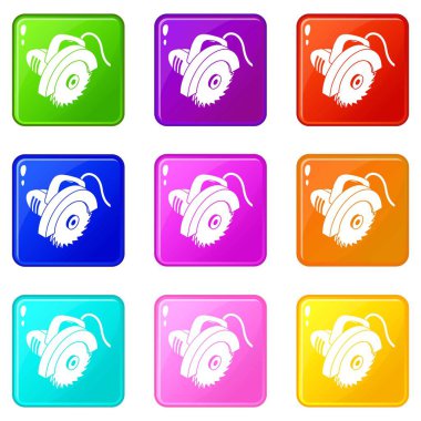 Daire testere simgeler 9 renk koleksiyonu ayarla