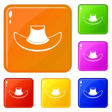 Kovboy şapkası simgeler vektör renk ayarla