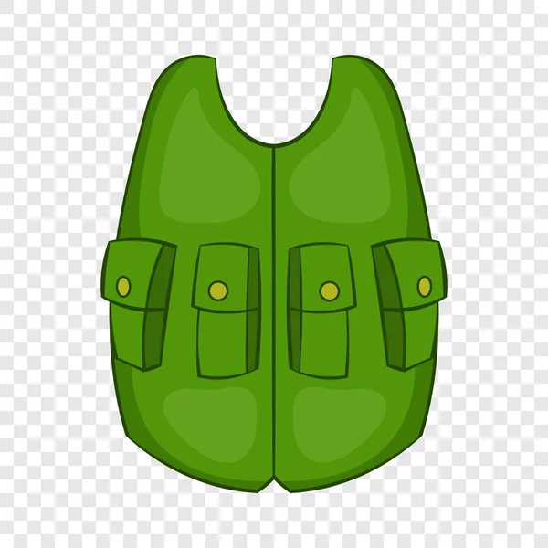 Зеленый жилет охотника икона, стиль мультфильма — стоковый вектор