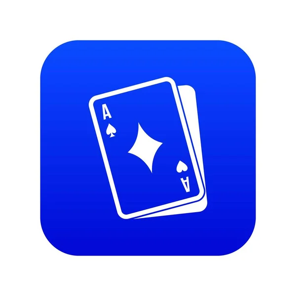 Jugar icono de la tarjeta azul digital — Vector de stock