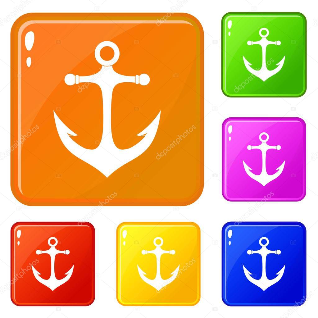 Anchor icons set vector color