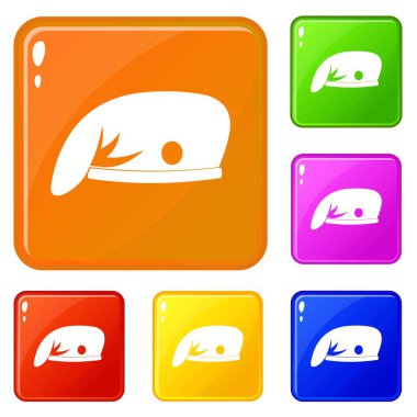 Askeri kap simgeler vektör renk ayarla