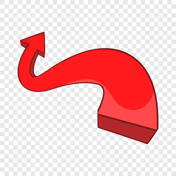 Red curved arrow icon, cartoon style — Stock Vector