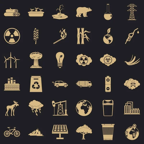 Ekoloji Icons set, basit tarzı — Stok Vektör