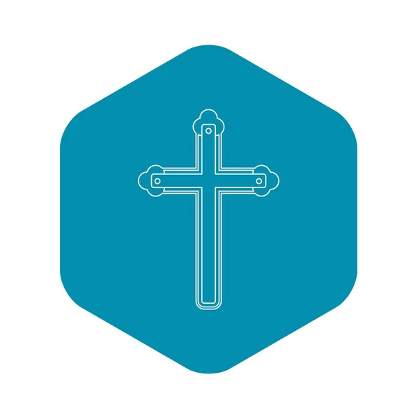 神聖な十字のアイコン、アウトラインのスタイル — ストックベクタ