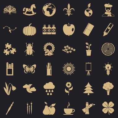 Çevre dekorasyon Icons set, basit tarzı