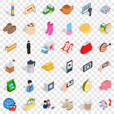 Kadın telefonu Icons set, izometrik stili