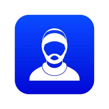 Sakallı adam avatar simge dijital mavi