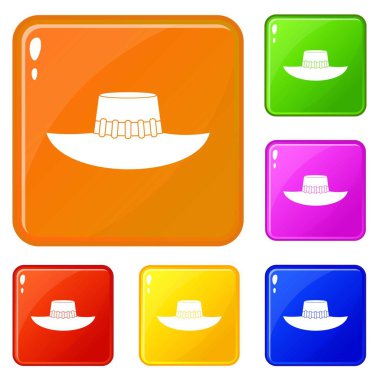 Kadın şapka simgeler vektör renk ayarla