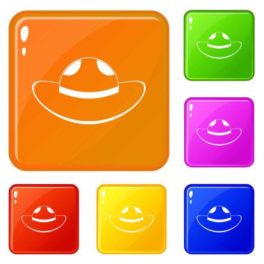 Deniz şapka simgeler vektör renk ayarla