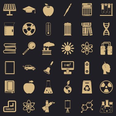 İyi bir eğitim Icons set, basit tarzı