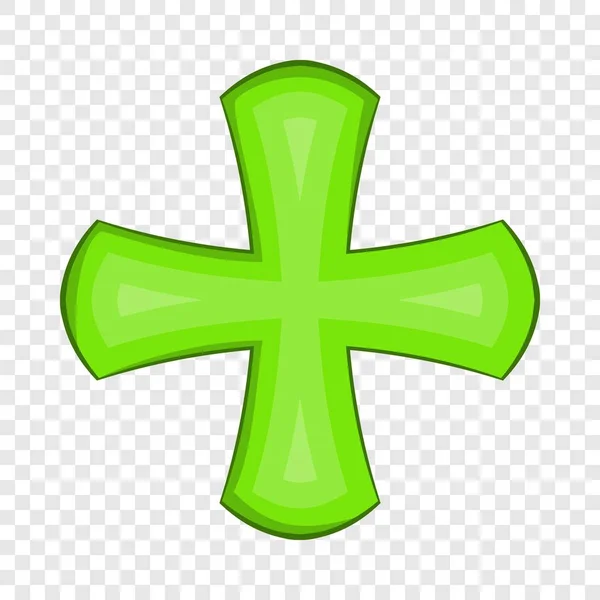 Icona croce verde in stile cartone animato — Vettoriale Stock