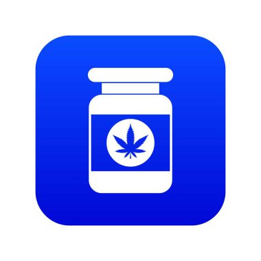 Toz esrar simgesi dijital mavi kavanoz