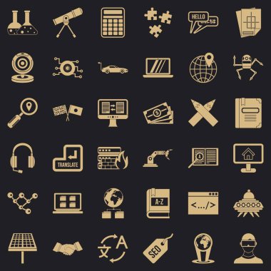 Online Eğitim Icons set, basit tarzı