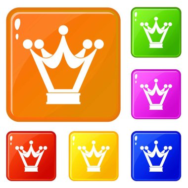 Prenses tacı simgeler vektör renk ayarla