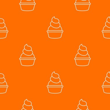 Kremalı cupcake desen vektör turuncu