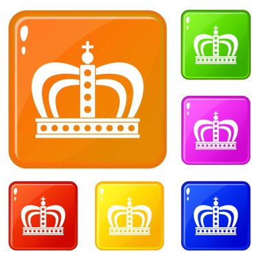 Monarşi taç simgeler vektör renk ayarla