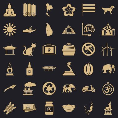 Sirk fil Icons set, basit tarzı