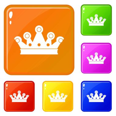Royal crown simgeler vektör renk ayarla