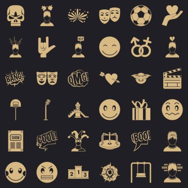 İyi duygu Icons set, basit tarzı