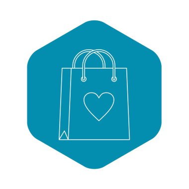 Kalp simgesi, anahat stili ile alışveriş çantası