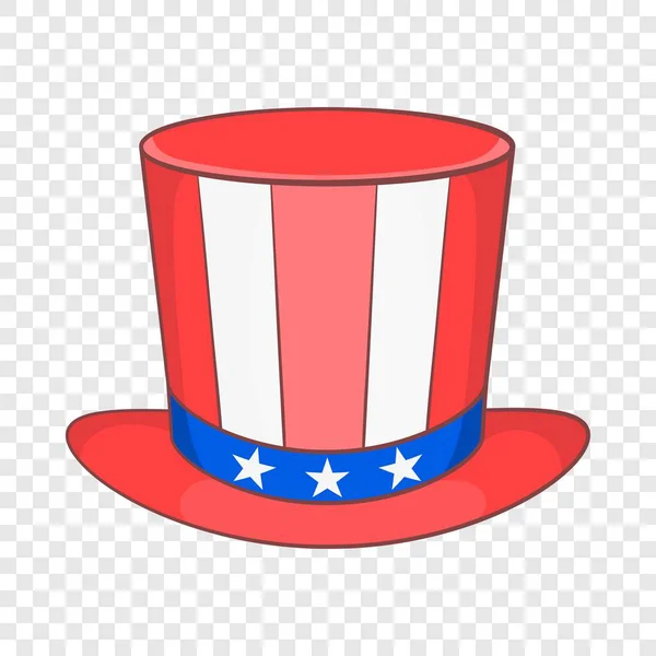 Top hat in the USA flag colors icon, cartoon style — Stock Vector