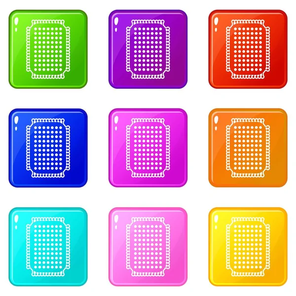 Conjunto de iconos de esponja de pie 9 colección de colores — Vector de stock
