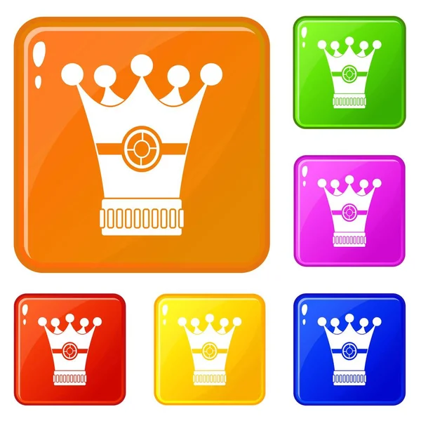 Icone corona medievale impostare il colore vettoriale — Vettoriale Stock